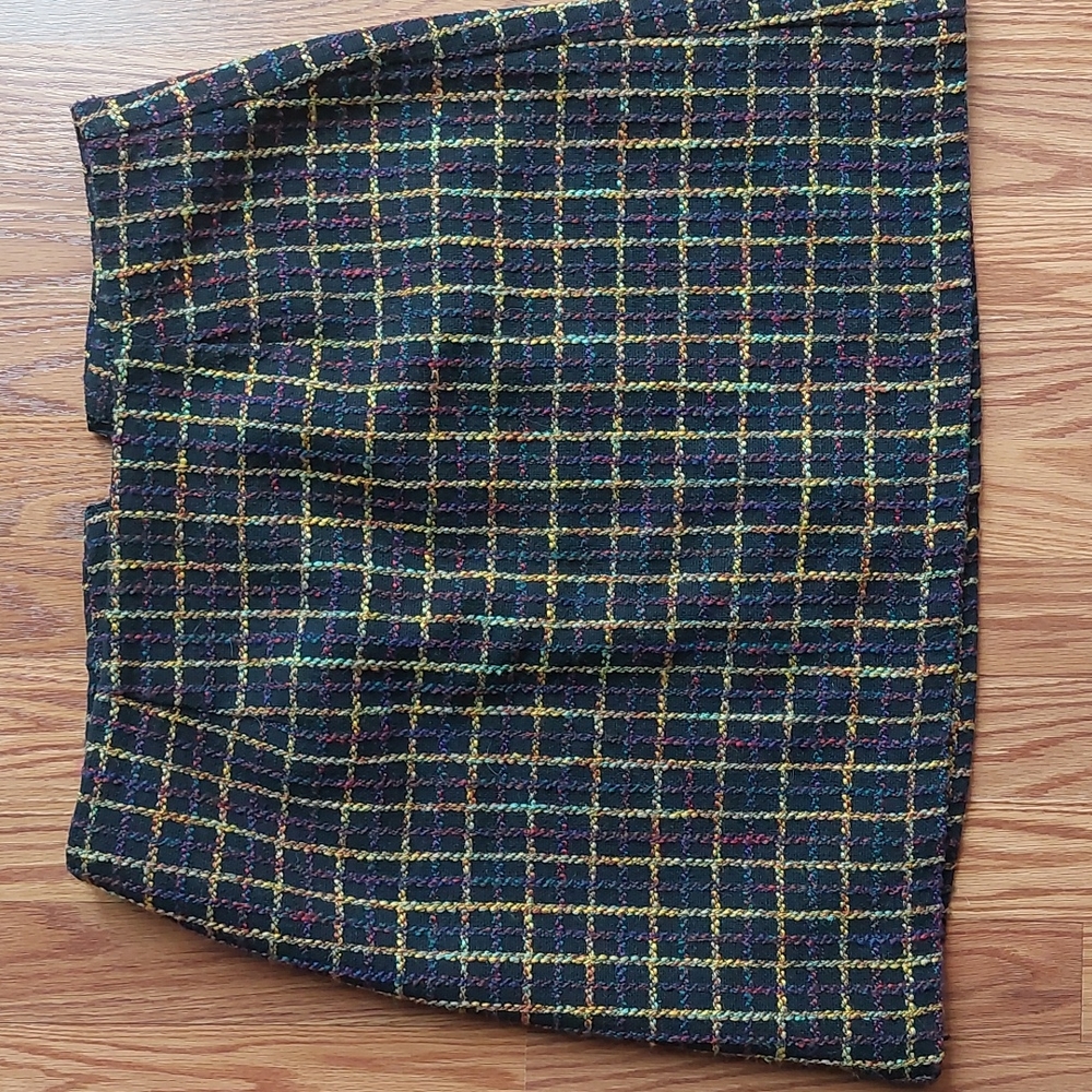 Anthropologie Hutch Windowpane Plaid Straight Zip Back Skirt, Sz M